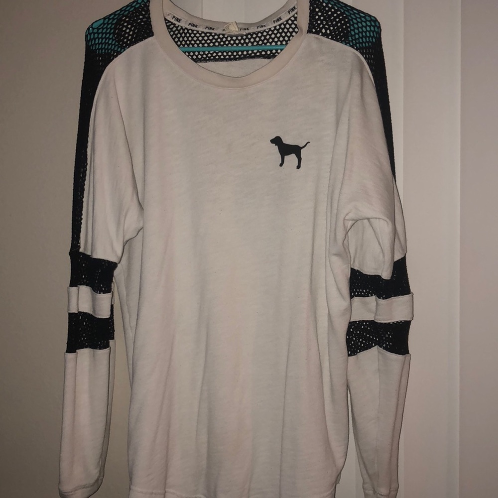 Pink mesh sleeve top